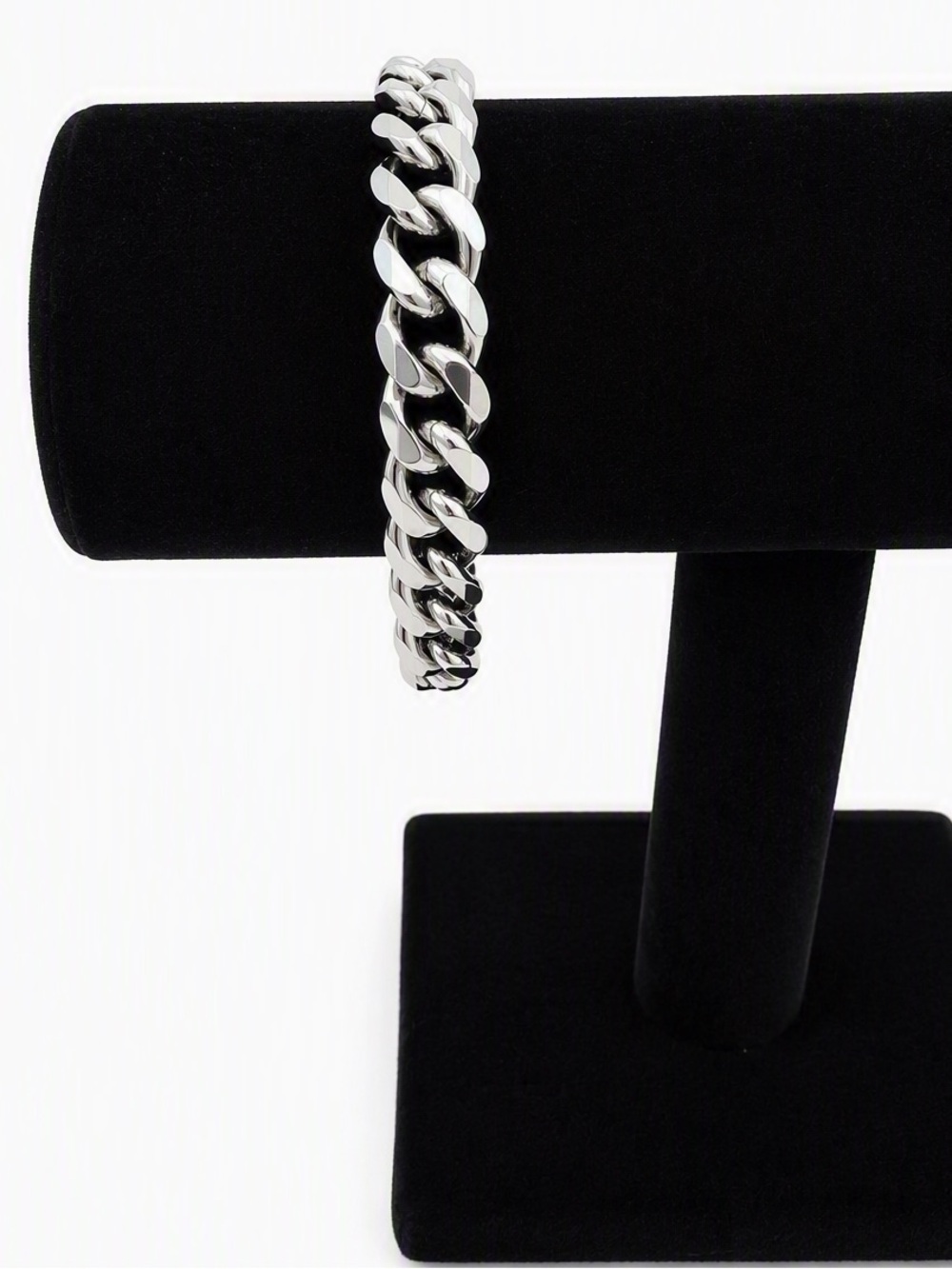 NWT 11mm Stainless Steel Cuban Link Chain Bracelet 7.5” Silver Tone